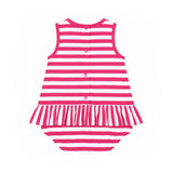 Stripe Knit Romper With Flower