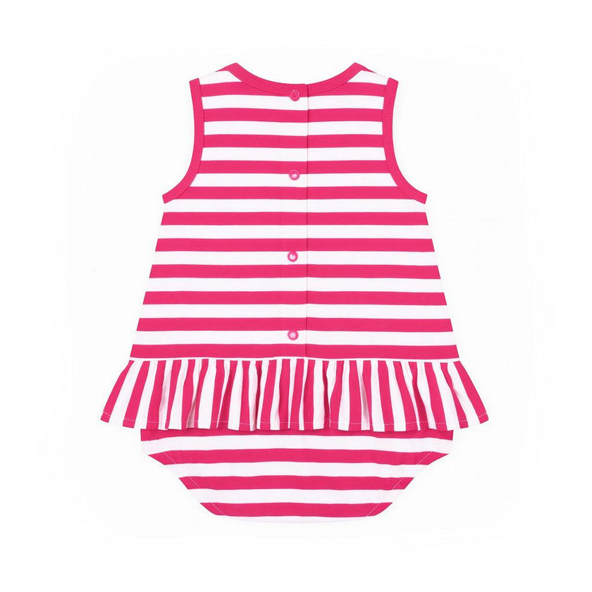 Stripe Knit Romper With Flower