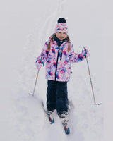 Two Piece Play Snowsuit Mauve Watercolor Floral Print With Navy Pants