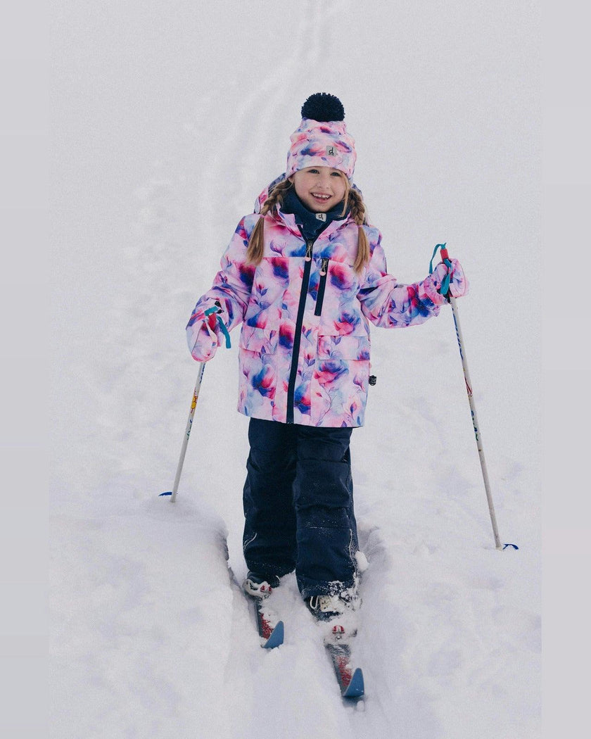 Two Piece Play Snowsuit Mauve Watercolor Floral Print With Navy Pants