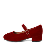 Sabine Velvet Wide Strap Round Toe Mary Jane Pumps