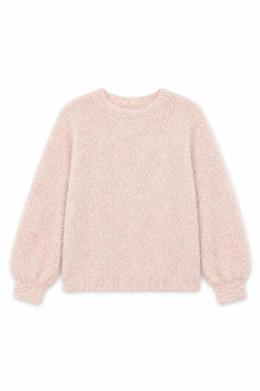 Maya Light Pink Fluffy Drop Shoulder Sweater
