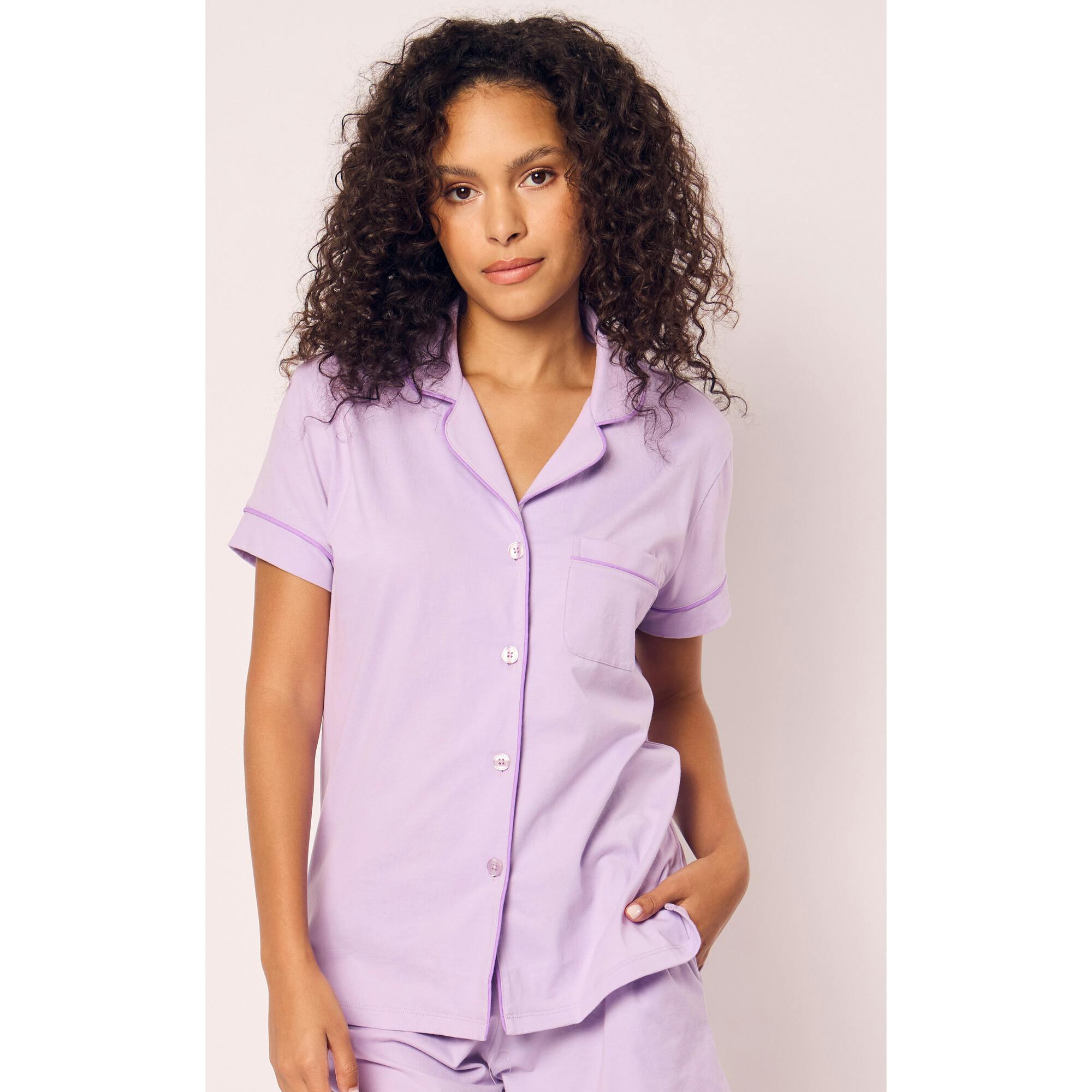 Women's Pima Short Sleeve Short Set in Pink