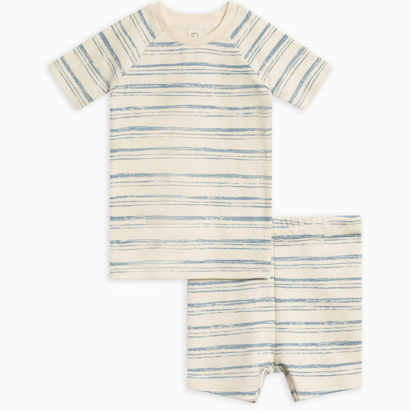 2-Piece Short Sleeve Jammie Set Wave Stripe / Rain