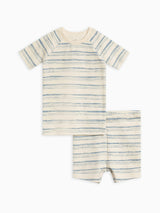 2-Piece Short Sleeve Jammie Set Wave Stripe / Rain