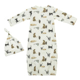 Cotton Stretch Newborn Gown & Hat Set