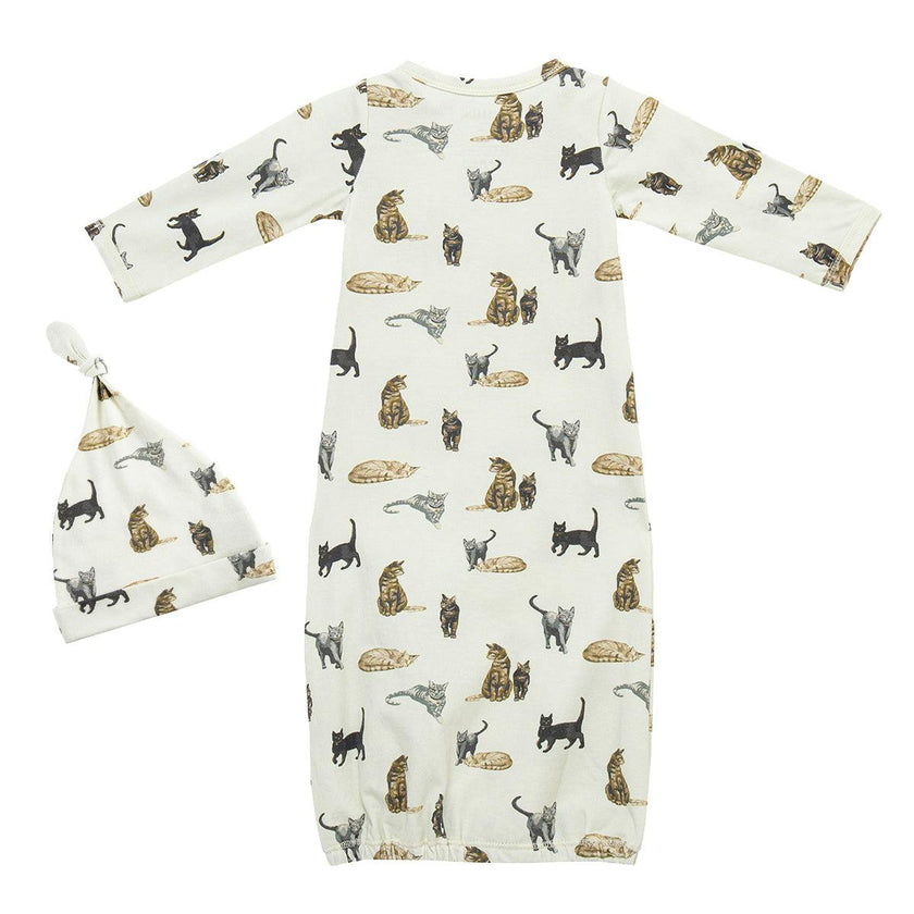 Cotton Stretch Newborn Gown & Hat Set
