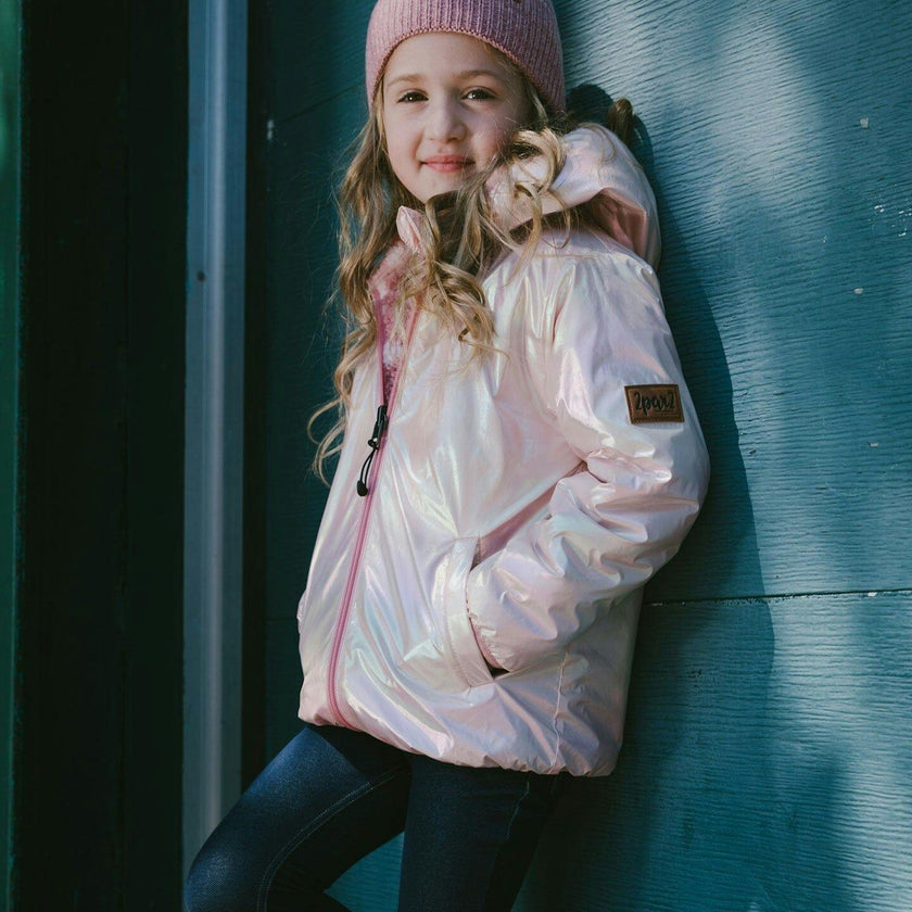 Reversible Mid-Season Sherpa Jacket Pink Heart