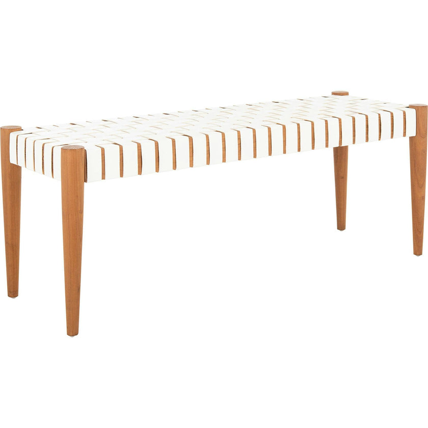 Amalia Leather Weave Bench
