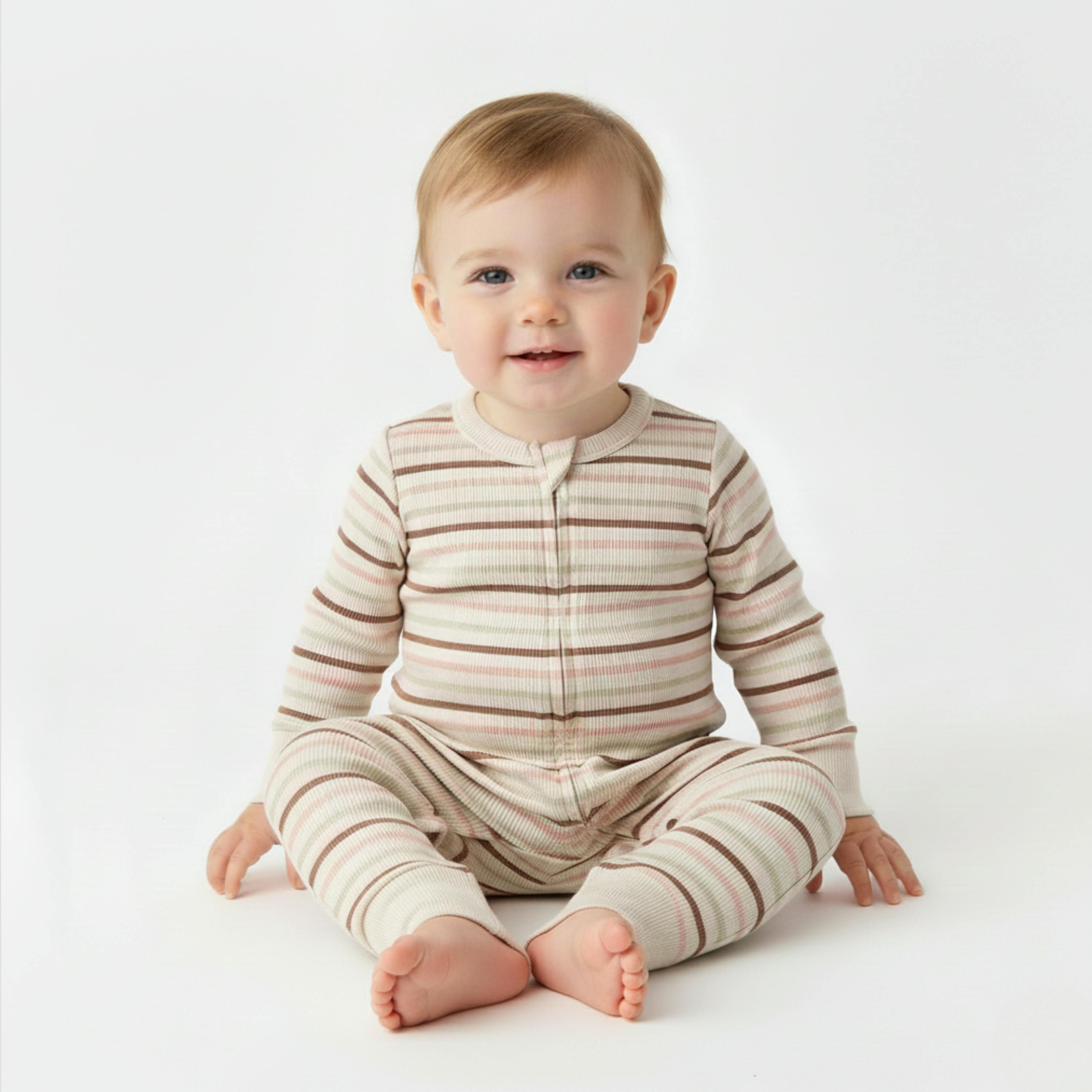 Organic 2-Way Zip Romper - Terra Stripes