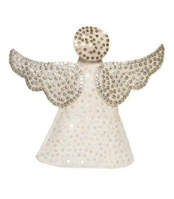 Handmade Felt White Dog Angel Christmas Tree Topper