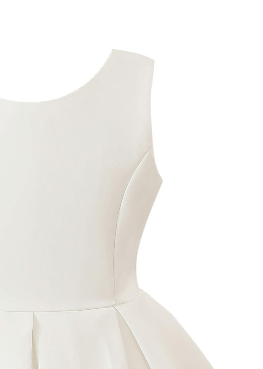White Redwooda Satin Bow-Back Dress