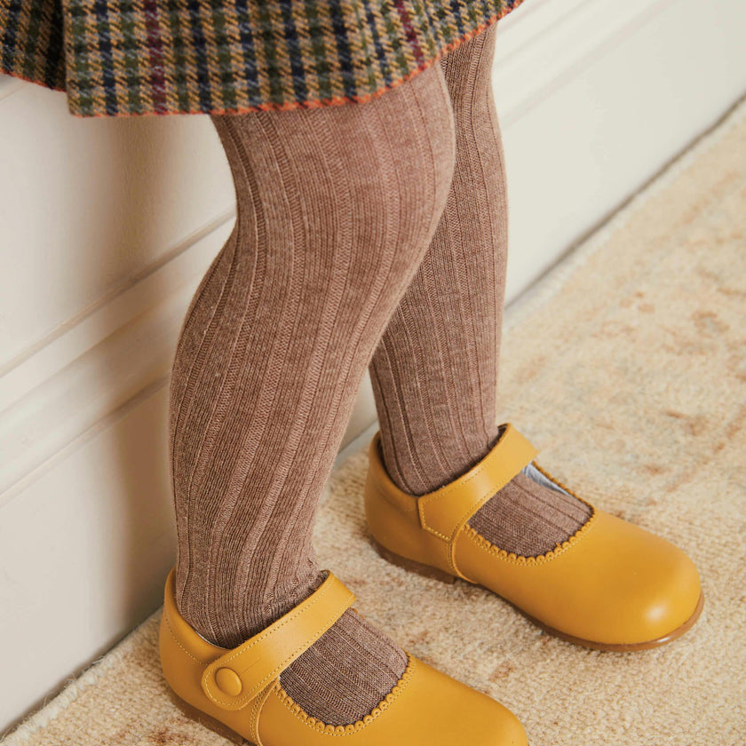 Leather Mary Jane Baby Shoes in Mustard (20-24EU)