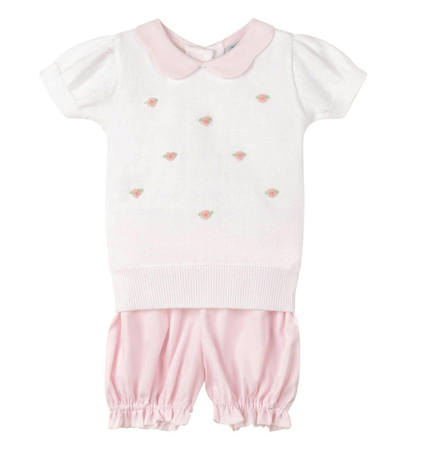 Girls Pink Daisy Sweater Set White/Pink