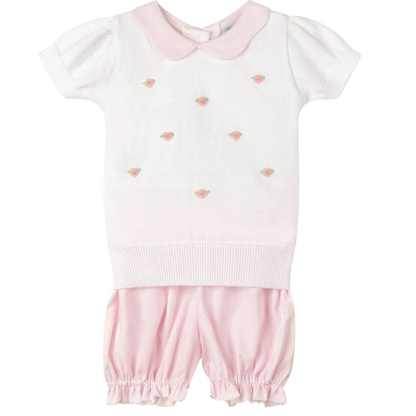 Girls Pink Daisy Sweater Set White/Pink