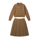 Knit Double Breast Sweater And Skirt Set