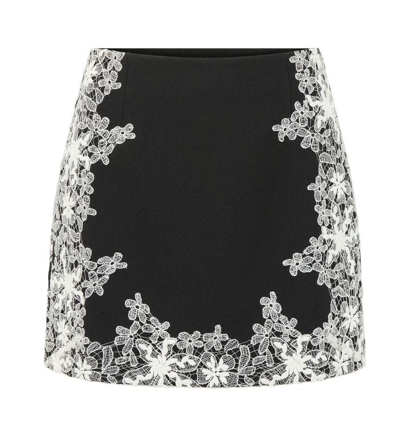 The Ash Skirt - Black with Ivory Lace