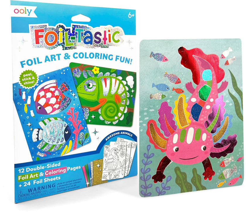 Foil-tastic Foil Art & Coloring Set - Awesome Animals - 12 Pages 24 Foil Sheets
