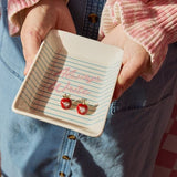 Packed Party Always Write Teacher Trinket Tray and Apple Earring Set – Ceramic Notebook Paper Tray with Red Enamel Apple Stud Earrings, 4.33x5.5 Inch