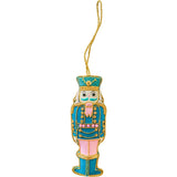Blue & Pink Embroidered Nutcracker Ornament