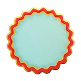 Packed Party Rainbow Ric Rac 10ct Paper Dessert Plates | Gold Foil Scalloped 5-Color Mix Party Plates | 8 Inch Birthday Plates