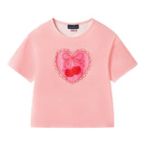Short Sleeve Pink Pajama Set | Cherry Heart