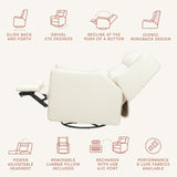 Babyletto Kiwi Plus Power Recliner and Swivel Glider with Power Adjustable Headrest and USB Port