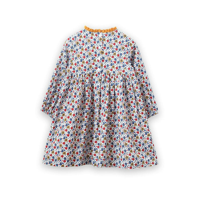 Toddler Long Sleeves Dress with Lace Trim