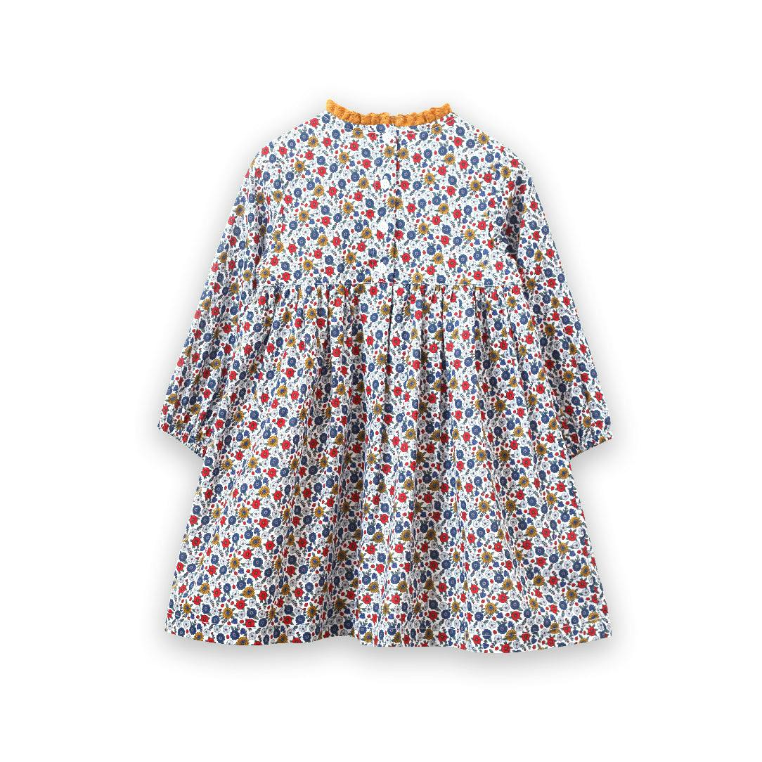 Toddler Long Sleeves Dress with Lace Trim