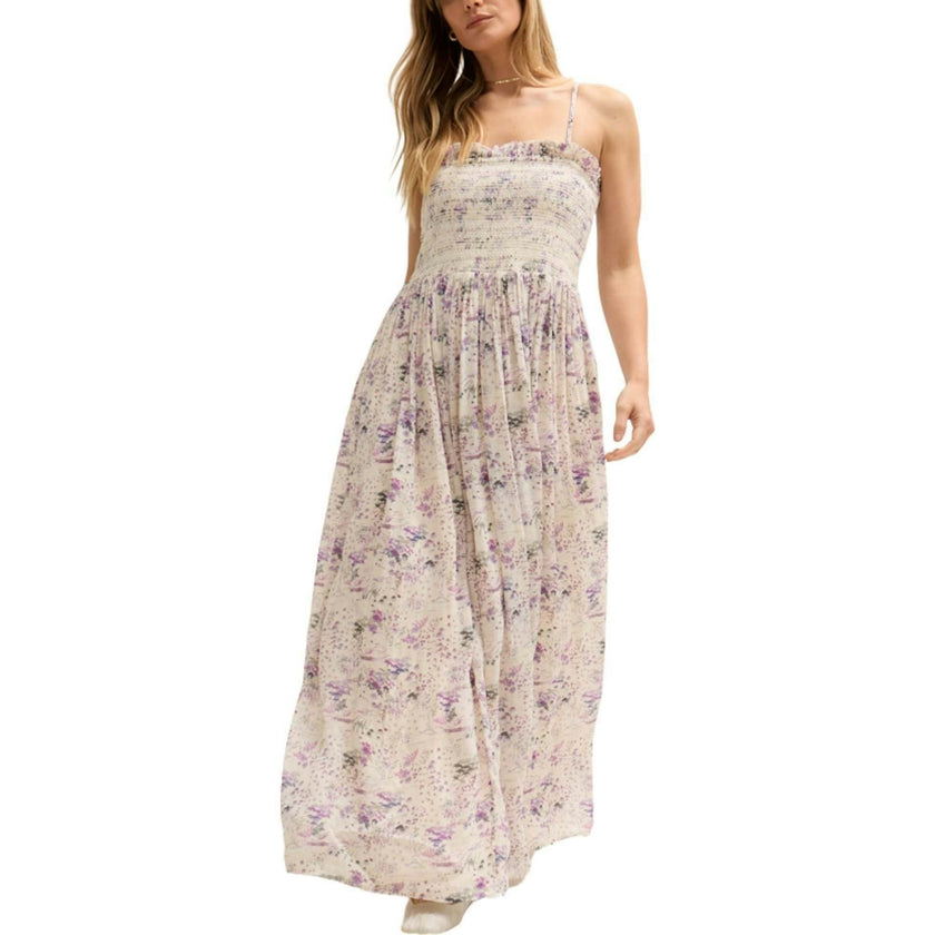 Annie Smocked Print Maxi Dress