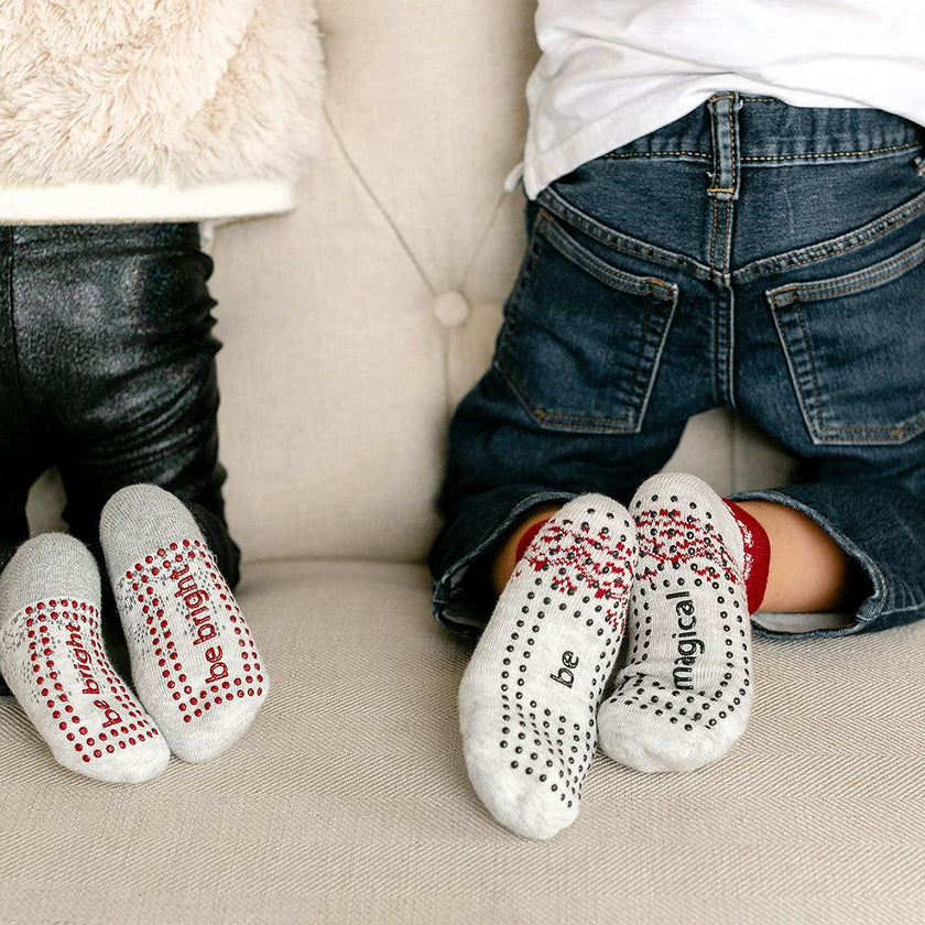 Kids Winter 2 Pack Grip Socks 4T-6T (Snow)