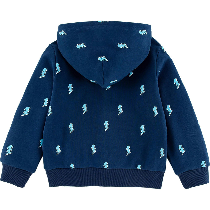 Soft Fleece Zip-up Hoodie, Blue Lightning