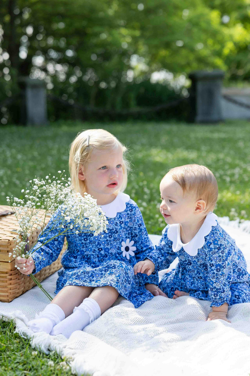 Floral Print Knit Dress With Flower