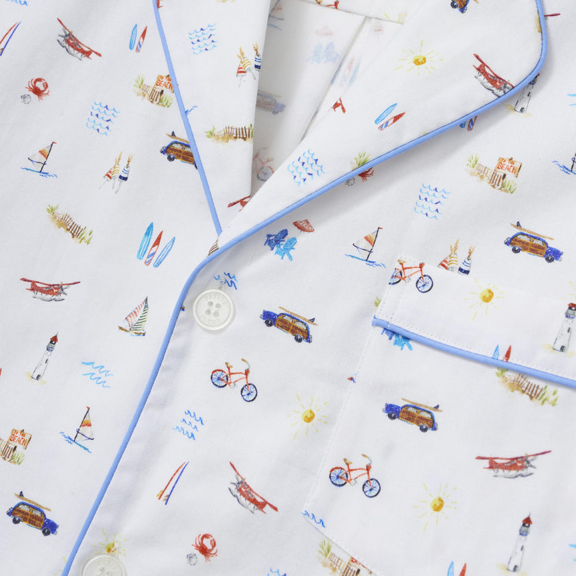 Men's Twill Pajama Short Set in Summer Nostalgia