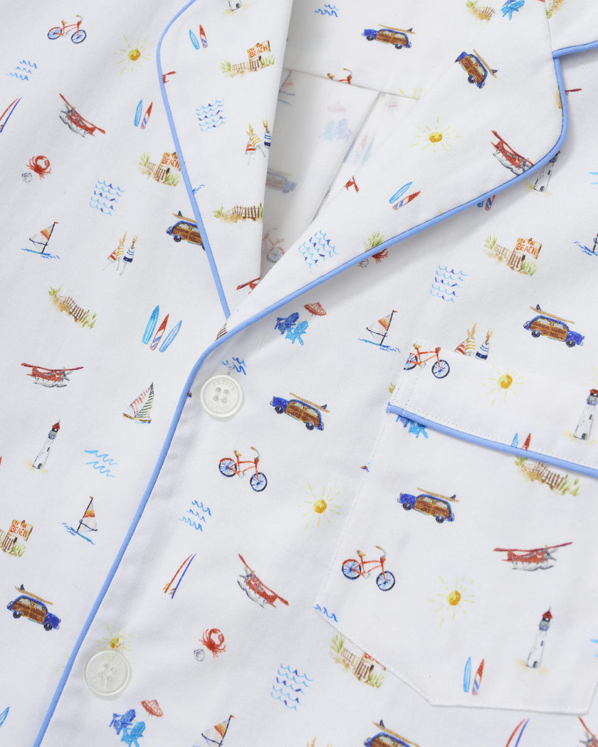 Men's Twill Pajama Short Set in Summer Nostalgia