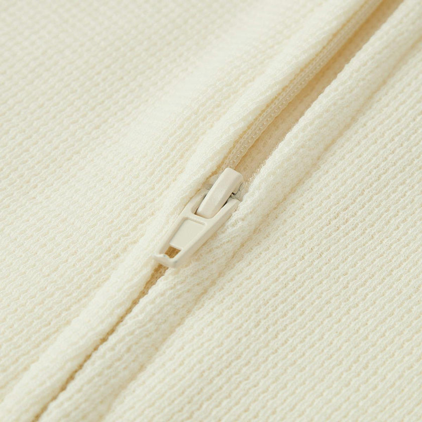 Cream Waffle Zipper Pajama