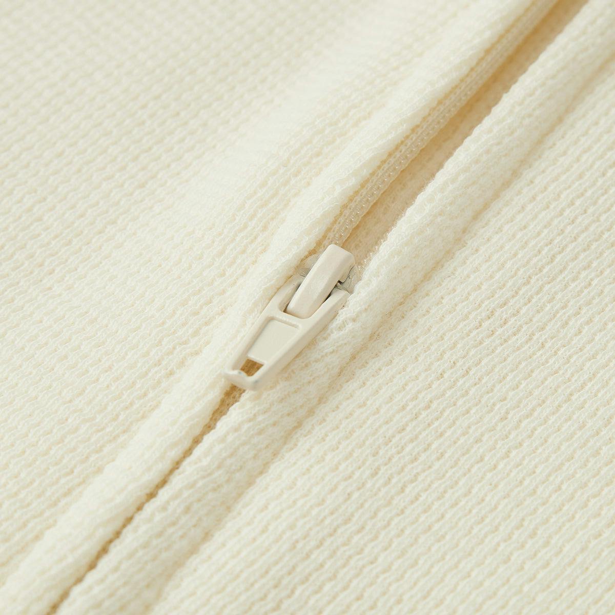 Cream Waffle Zipper Pajama