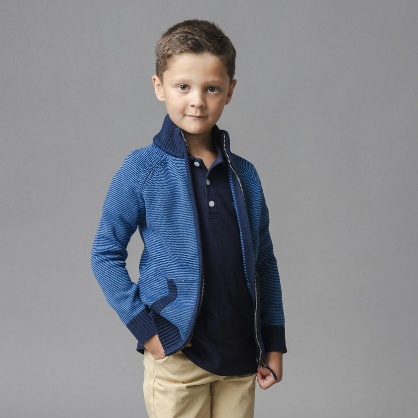 Organic Full Zip Mock Neck Sweater