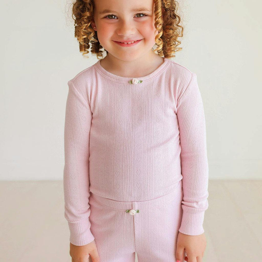 Icing Pink Pointelle Rosette Classic Pajama Set