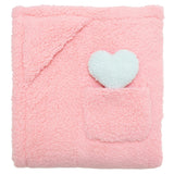 Cozy Switch Blanket – Reversible Sherpa & Glow-in-the-Dark Blanket with Plush Toy Pocket, Glow Hearts