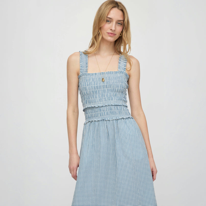 The Azalea Maxi Nap Dress - Lagoon Gingham