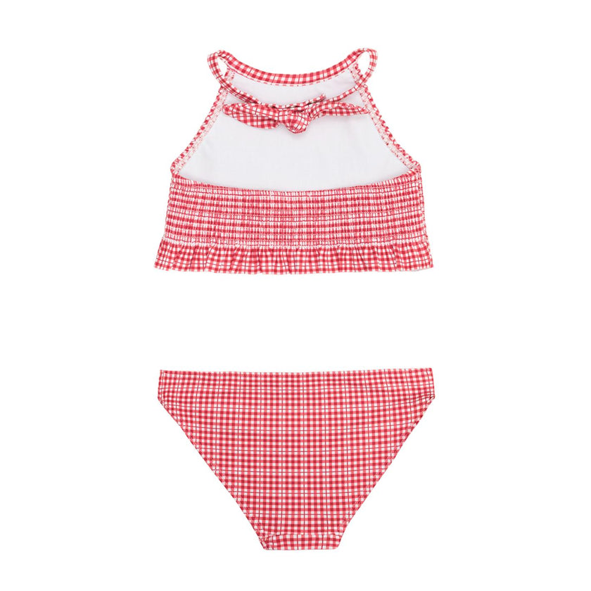 Girls Poppy Gingham Smocked Halter Bikini