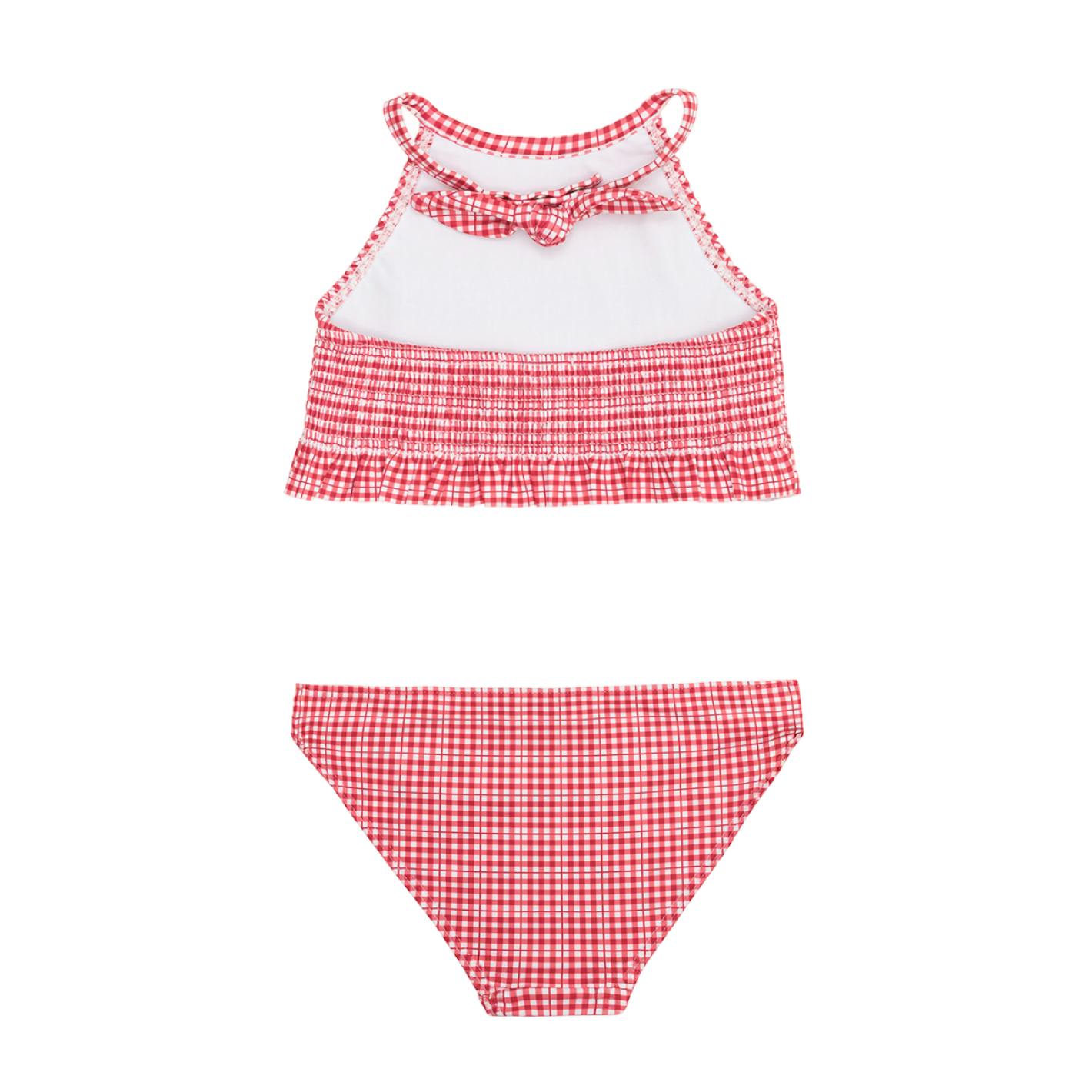 Girls Poppy Gingham Smocked Halter Bikini