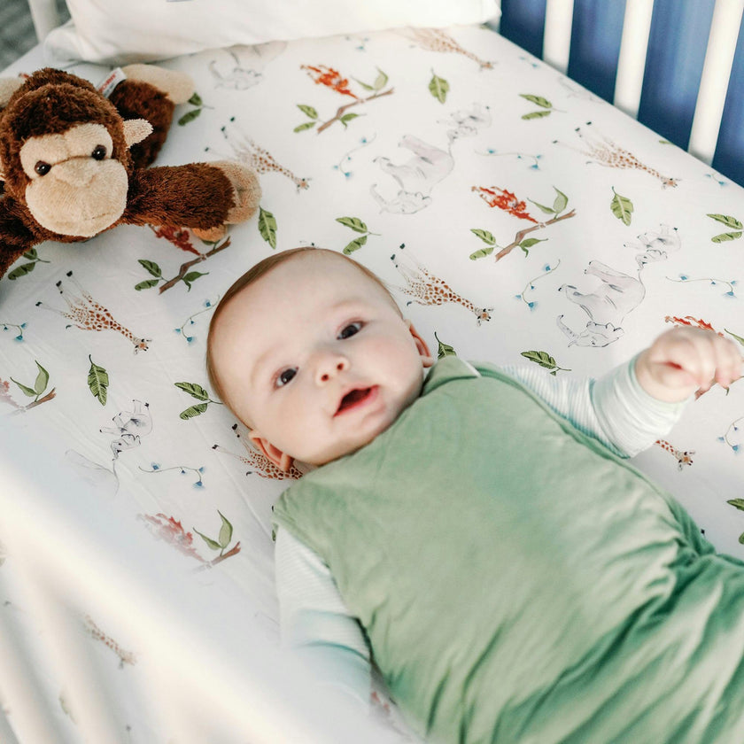 The Safari Party Print Crib Sheet