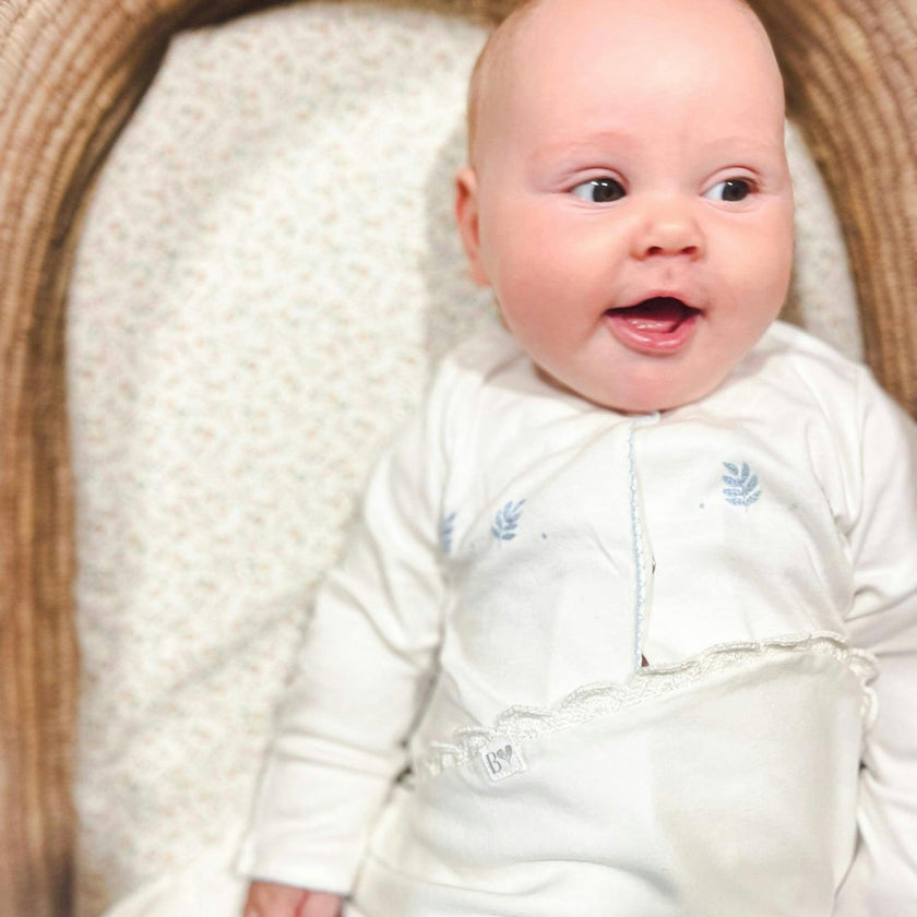 Organic Pima Baby Gown Palm Blue