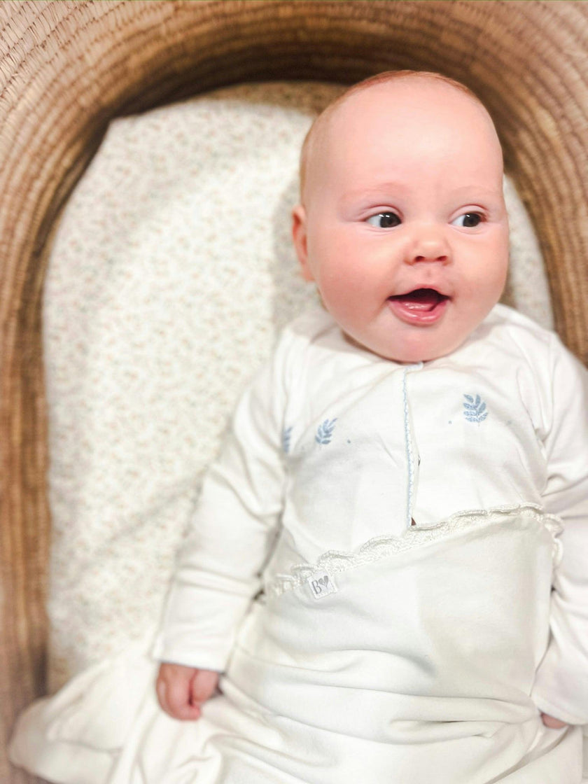 Organic Pima Baby Gown Palm Blue