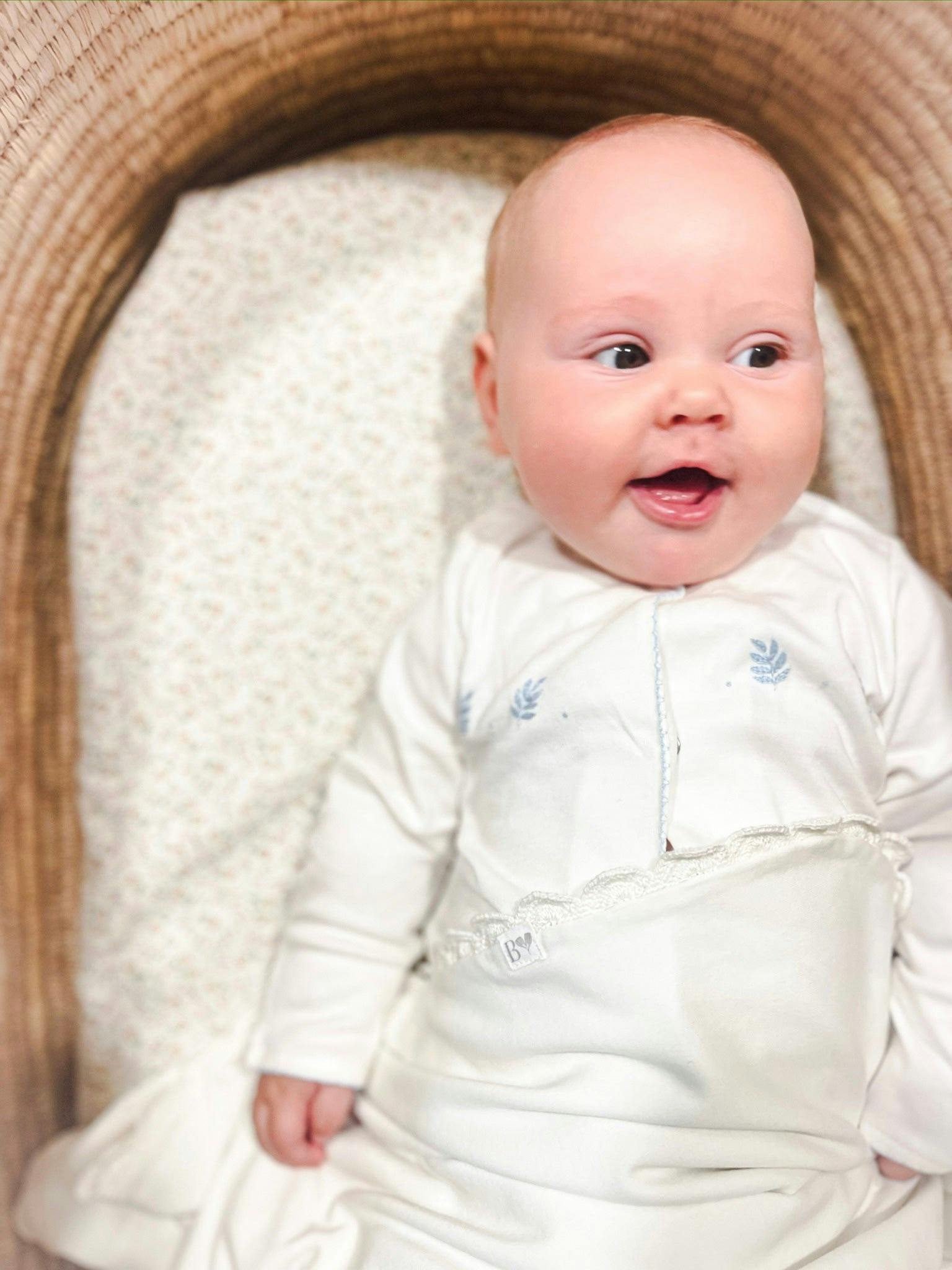 Organic Pima Baby Gown Palm Blue