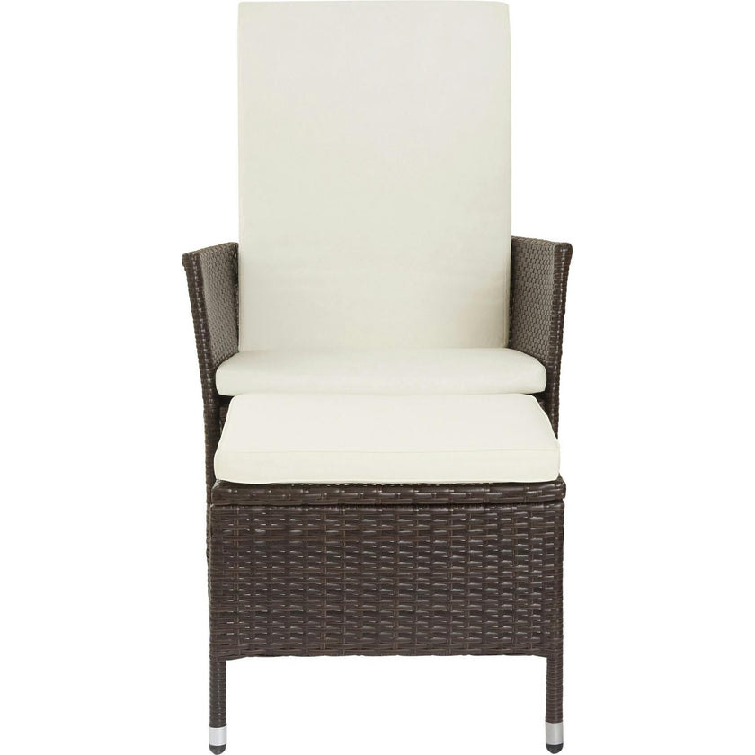 Outdoor Rattan Patio Lounge Chair With Pull-Out Ottoman And Cushions