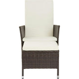 Outdoor Rattan Patio Lounge Chair With Pull-Out Ottoman And Cushions