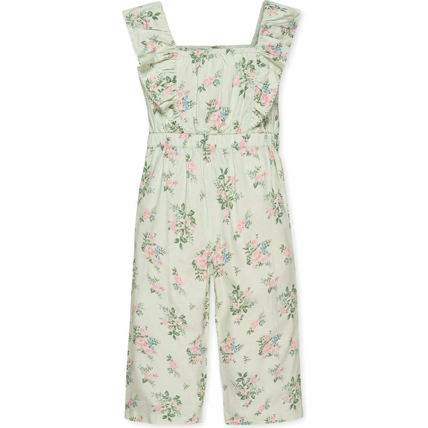 Organic Flutter Sleeve Sateen Jumpsuit, Green